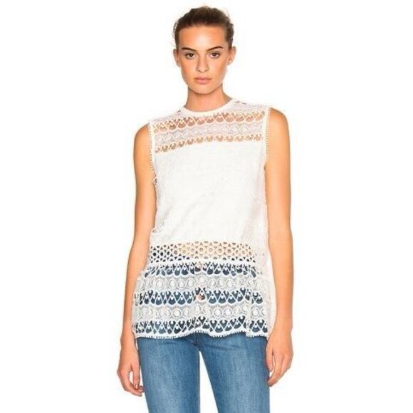 Alexis Georgette White Back Tie Embroidered Lace Blouse Top - Picture 1 of 11